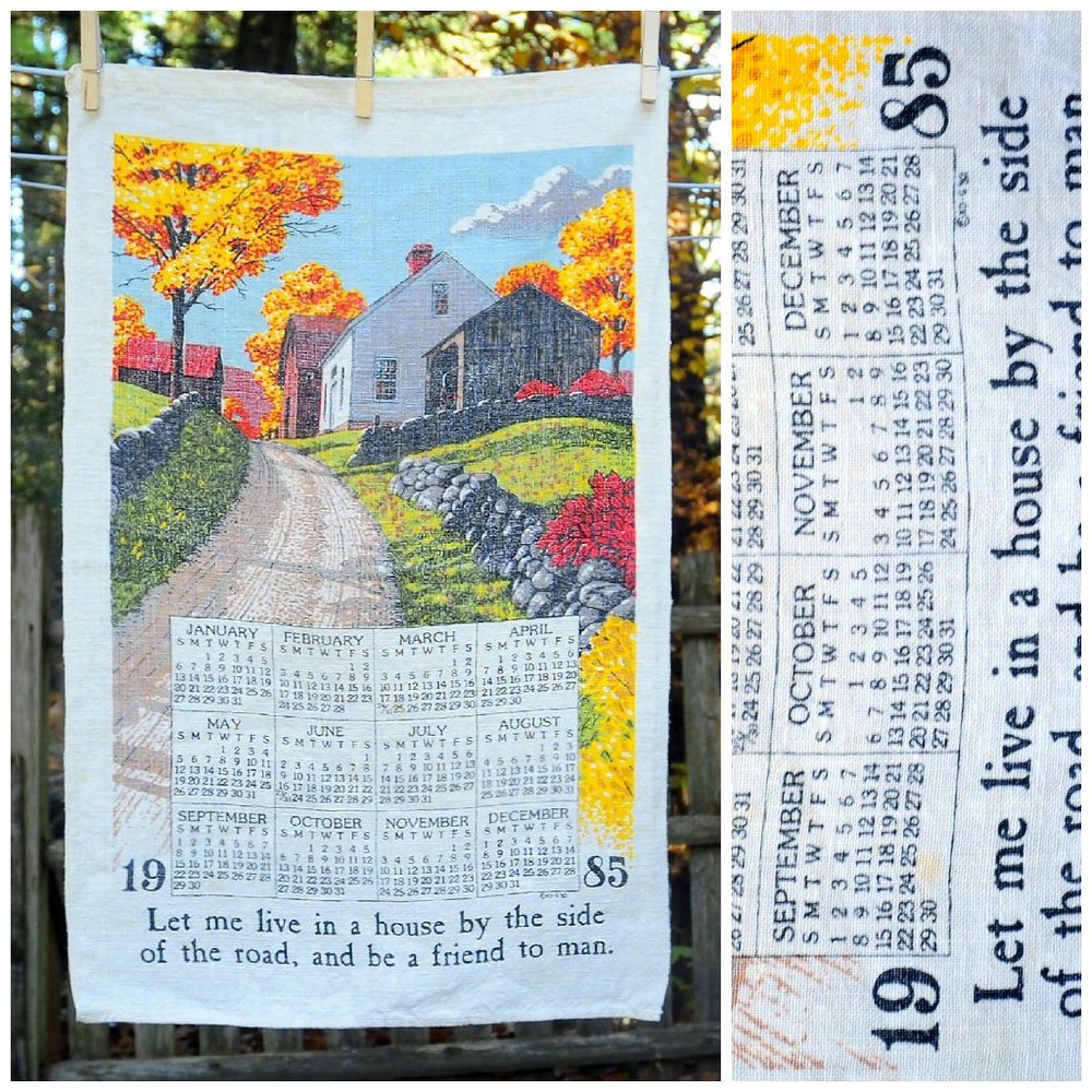 VTG 1985 House by Country Road Calendar Towel Kay Dee Housewarming Birthday Gift